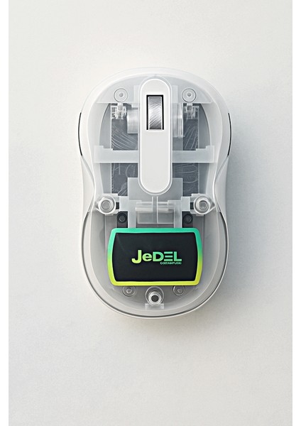 Jedel WD141 Kablosuz Mouse Bluetooth + 2.4ghz Kablosuz Şarj Edilebilir Mouse Şeffaf-Beyaz Macbook Uyumlu