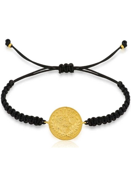 Gümüş Reşat Detaylı Makrome Ipli Bileklik