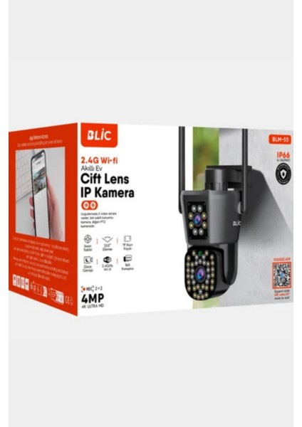 Blic Blm-55 4mp Çift Lens Ip Kamera Wi-Fi Güvenlik Kamerası IP66 fiyatları