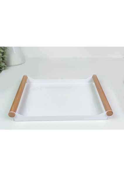 Metal Bambu Saplı Dekoratif Sunum Tepsi