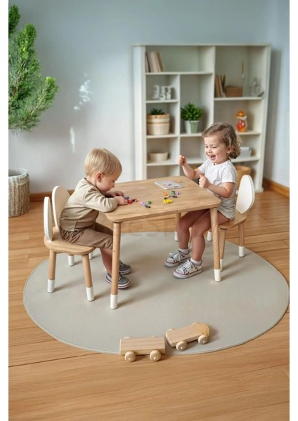 Masa 2 Sandalye Montessori Çocuk Oyun Etkinlik Çalışma Masası Aktivite Masası Hamster