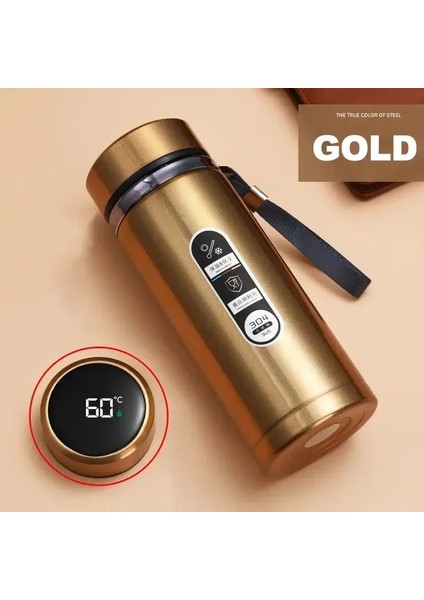 500ML 800ML 1000ML Paslanmaz Çelik Termos Şişe LED Sıcaklık Ekranlı Su Termo Şişesi Vakum Şişesi Taşınabilir Kur Kapasite: 1000ML/RENK: Altın (Yurt Dışından)