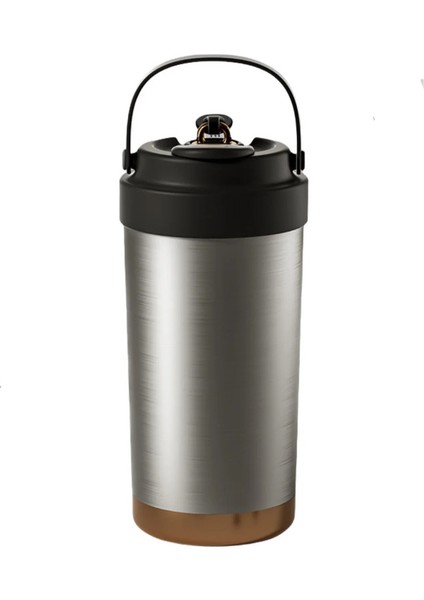 Leno Erkek ve Kız Öğrenciler Için Büyük Kapasiteli Seramik Iç Termos Fincan, Pipetle Taşınabilir, Çift Içecek Araba Kahve Fincanı Kapasite: 500ML/RENK: Gümüş (Yurt Dışından)