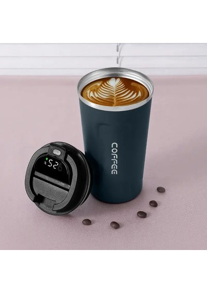 Paslanmaz Çelik Vakum Kupası Ofis 450ML 510ML Termos Şişe Akıllı Ekran Sıcaklık Kahve Kupası Iş Taşınabilir Termal Kupa Kapasite: 450ML/RENK: NEW510ML-MAVI (Yurt Dışından)