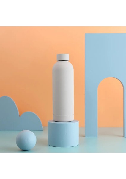Watersy 500ML Paslanmaz Çelik Küçük Ağız Termos Spor Su Isıtıcı Soğuk Termal Kupa Tutulabilir Yalıtılabilir Kupa Spor Salonu Su Ket Isıtıcı Kapasite: 500ML/RENK: Koyu Beyaz (Yurt Dışından)