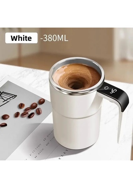 380ml elektrikli kahve karıştırma kupa ip67 su geçirmez kahve karıştırma kupa usb şarj dijital ekran Otomatik manyetik keklik: 301-400ml/renk: siyah (Yurt Dışından)