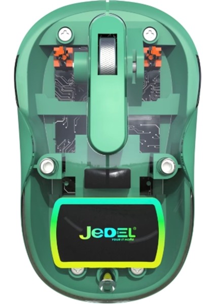 Jedel WD141 Kablosuz Mouse Bluetooth + 2.4ghz Kablosuz Şarj Edilebilir Mouse Şeffaf-Beyaz Macbook Uyumlu
