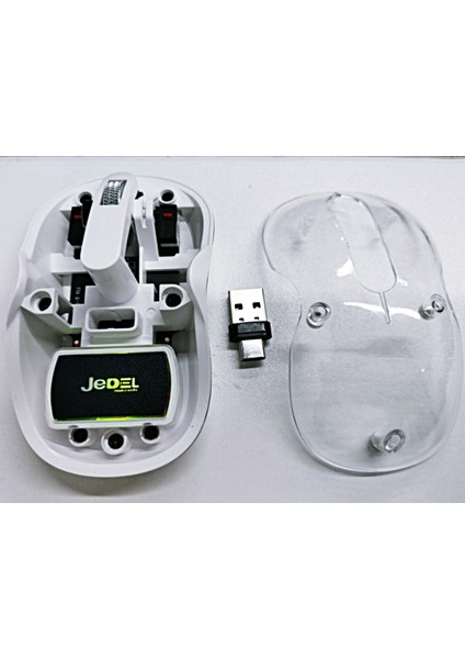 Jedel WD141 Kablosuz Mouse Bluetooth + 2.4ghz Kablosuz Şarj Edilebilir Mouse Şeffaf-Beyaz Macbook Uyumlu modelleri