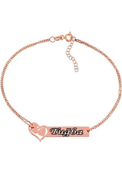 Gümüş Rose Birleşen Kalpler Isimli Bayan Bileklik