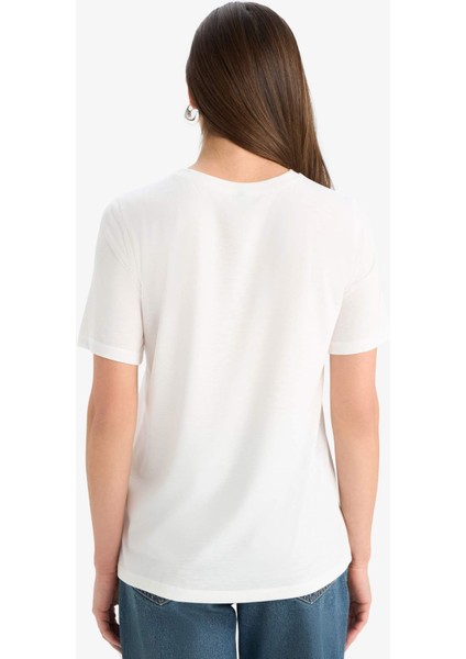 Regular Fit Bisiklet Yaka Baskılı Kısa Kollu Tişört F4843AX25SM
