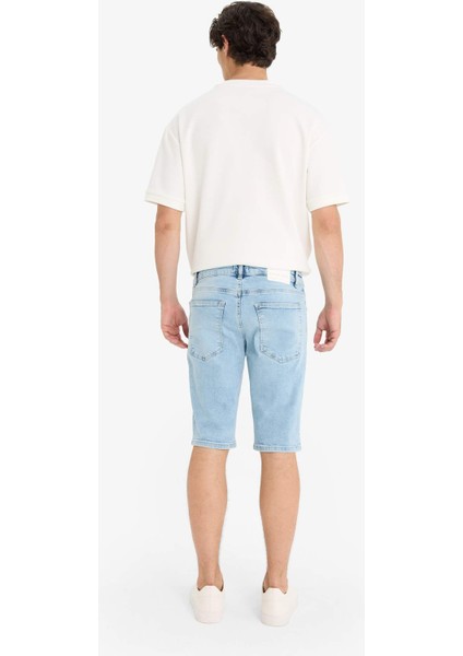 Slim Fit Dar Kesim Jean Bermuda Şort F4685AX25SM