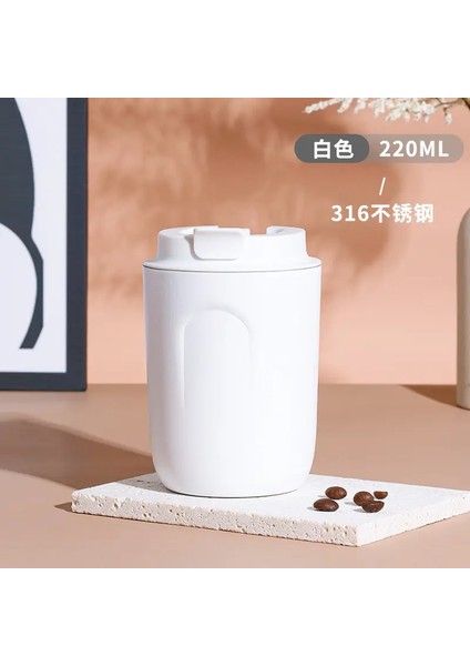 Sızın Geçirmez Seyahat Içecekleri Paslanmaz Çelik Mini Dak Fincan Termal Vakum Şişeleri Kapak Yalıtılmış Termos Şişesi Kapasite: 220ML/RENK: Beyaz (Yurt Dışından)