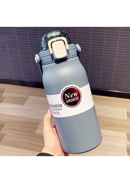 1.5l Büyük Kapasiteli Termos Su Şişesi Dış Mekan Termo Şişe Paslanmaz Çelik Termozlar Kupa Saman Kupa Kapasiteli Taşınabilir Açık Kupa: 1000ML/RENK: Mavi (Yurt Dışından)
