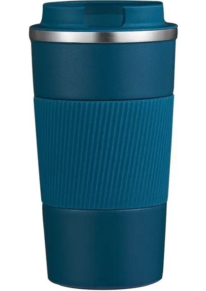 380ML/510ML Paslanmaz Kahve Kupa Araç Vakum Şişesi Termal Kupa Sıcak/soğuk Yeniden Kullanılabilir Kahve Kupası Seyahat Yalıtımlı Kupa Kapasitesi: 380ML/RENK: Mavi (Yurt Dışından)
