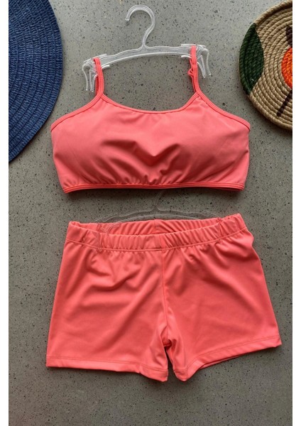 Genç Kız Sporcu Bady Bikini Şortlu Neon Renk