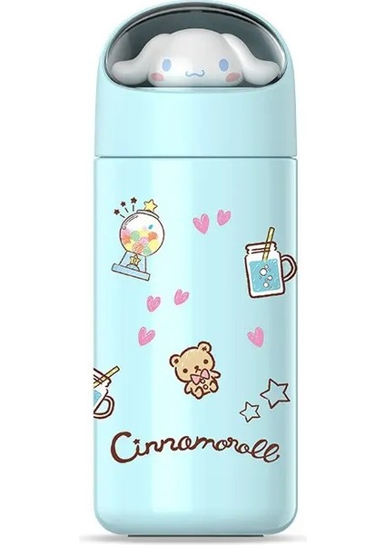 350MLSTAINLESS Çelik Termos Fincan Öğrenci Çocuklar Anime Karikatür Vakum Şişesi Sevimli Yavru Kedi/köpek/ayı Yalıtımlı Su Şişeleri Dak Kapasitesi: 350ML/RENK: Koyu Mavi (Yurt Dışından)