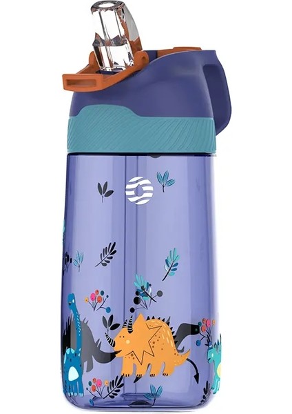 Fjbottle Çocuk Su Şişesi ile Su Şişesi 450ML Içme Şişesi Çevre Dostu Tritan Tek Dokunmatik Flip Cap Bpa Kapasite: 0.45L/RENK: Dinozor (Yurt Dışından)
