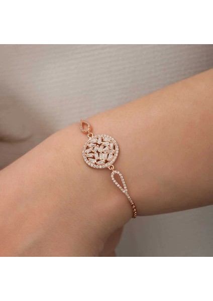 Gümüş Rose Baget Taşlı Bileklik modelleri