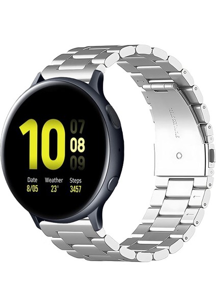 samsung Galaxy Watch Active 2 40MM / 44MM ile Uyumlu Kordon Klasik Baklava Model Paslanmaz Çelik Metal Kayış