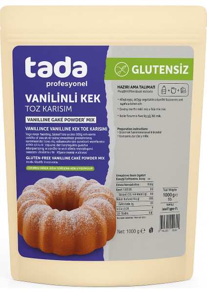 Profesyonel Glutensiz Vanilinli Kek Karışımı 1 kg