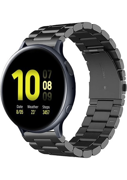 samsung Galaxy Watch Active 2 40MM / 44MM ile Uyumlu Kordon Klasik Baklava Model Paslanmaz Çelik Metal Kayış
