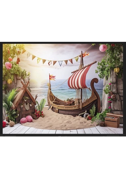 Korsan Konsept, Gemi, Denizci Doğum Günü Panosu, Parti Konsept, Kız Konsept, Erkek Konsept, Uçan Balon 150X200