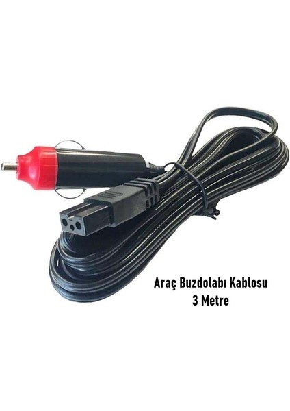 Araç Buzdolabı Kablosu Fişi (3 Metre) Araç Çakmaklığından 2x0,5mm Uç