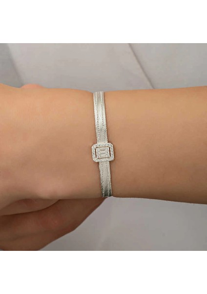 Gümüş Baget Taşlı Trabzon Hasır Kadın Bileklik indirimleri