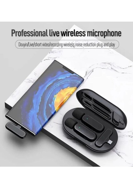 K61 Kabosuz Yaka Mikrofonu Iphone Uyumlu Lightning Tak Çalıştır Şarj Kutulu