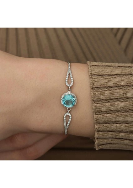 Gümüş Aquamarine Bayan Bileklik fırsatları