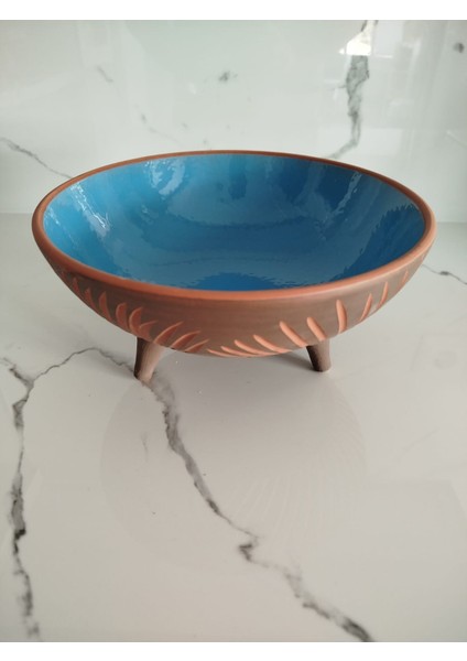 Sunumluk 25 cm Ayaklı Toprak Kazımalı Sırlı Sunumluk Kase fiyatları