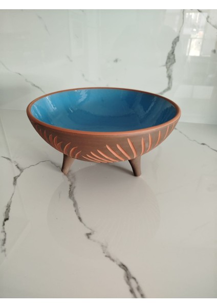 Sunumluk 25 cm Ayaklı Toprak Kazımalı Sırlı Sunumluk Kase fırsatları