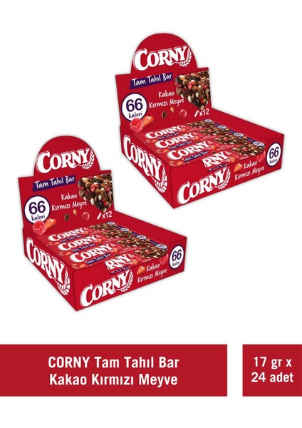 Tam Tahıllı Bar Kakao Kırmızı Meyveli 17 gr x 24 Adet