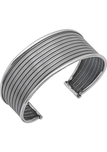 Gümüş Eskitme Desenli Kadın Bilezik