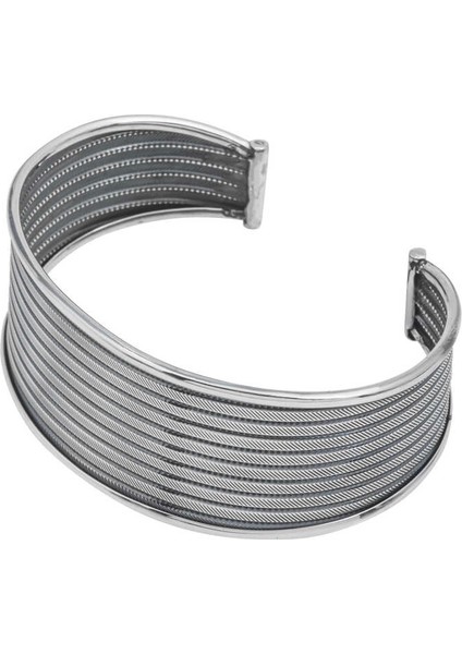 Gümüş Eskitme Desenli Kadın Bilezik modelleri