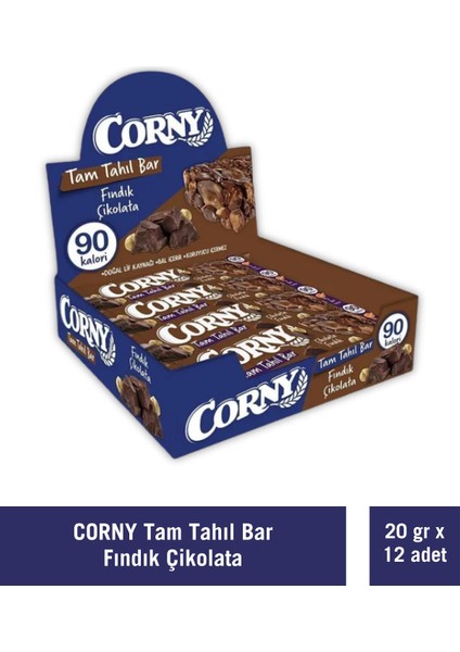 Tam Tahıllı Bar Çikolata Fındıklı 20 gr x 12 Adet
