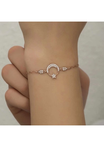 Gümüş Rose Ay Yıldız Kadın Bileklik fırsatları