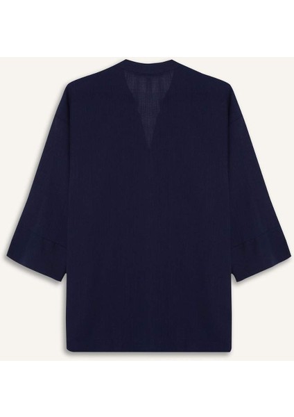 Regular Fit Apaş Yaka Flamlı Pamuk Yarım Kollu Gömlek F5838AX25SM