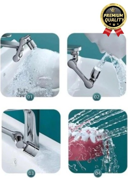 Çok Amaçlı Filtreli 2 Fonksiyonlu Mutfak Banyo 1080 Derece Dönebilen Akrobat Musluk Ucu Başlığı indirimleri