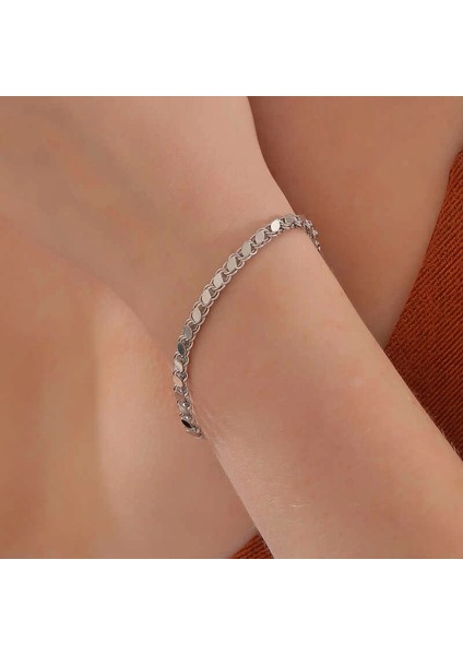 Gümüş Pullu Zincir Kadın Bileklik indirimleri