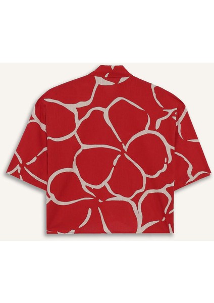 Oversize Geniş Kalıp Desenli Yarım Kollu Gömlek F5338AX25HS