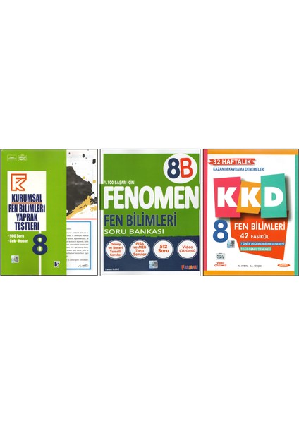 Kurmay 8.sınıf Kurumsal Yaprak Test+Fenomen 8b+Kkd Fen Bilimleri (3 Kitap)