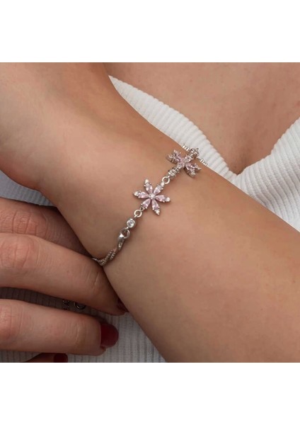 Gümüş Pembe Lotus Çiçeği Kadın Bileklik indirimleri