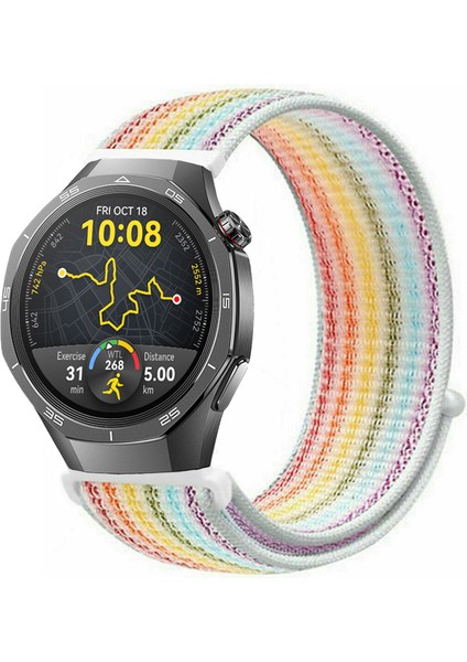 Huawei Watch Gt5 Pro 46MM ile Uyumlu Kordon Kumaş Desenli Cırt Cırtlı Spor Kayış