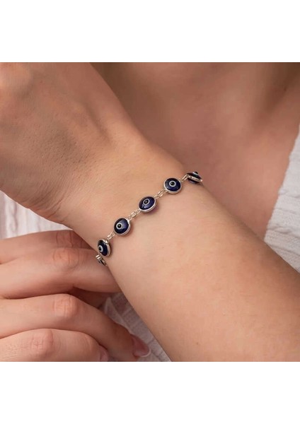 Gümüş Yuvarlak Nazar Kadın Bileklik indirimleri