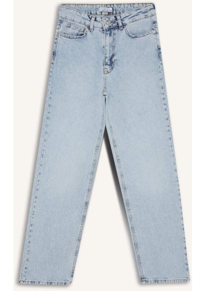 Comfort Straight Yüksek Bel Bilek Boy Jean Yıkamalı Pantolon D8155AX25SM