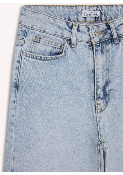 Comfort Straight Yüksek Bel Bilek Boy Jean Yıkamalı Pantolon D8155AX25SM