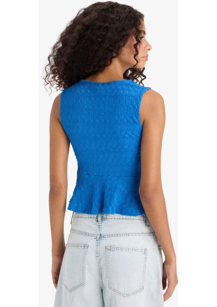 Slim Fit Dar Kesim Bisiklet Yaka Bürümcük Atlet F6277AX25SM