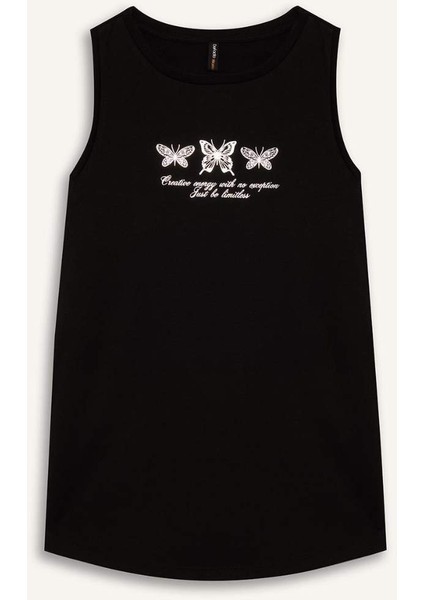 Relax Fit Baskılı Bisiklet Yaka Atlet F6234AX25HS