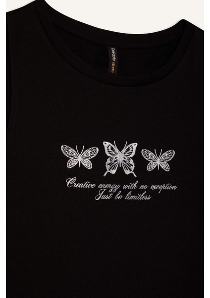 Relax Fit Baskılı Bisiklet Yaka Atlet F6234AX25HS